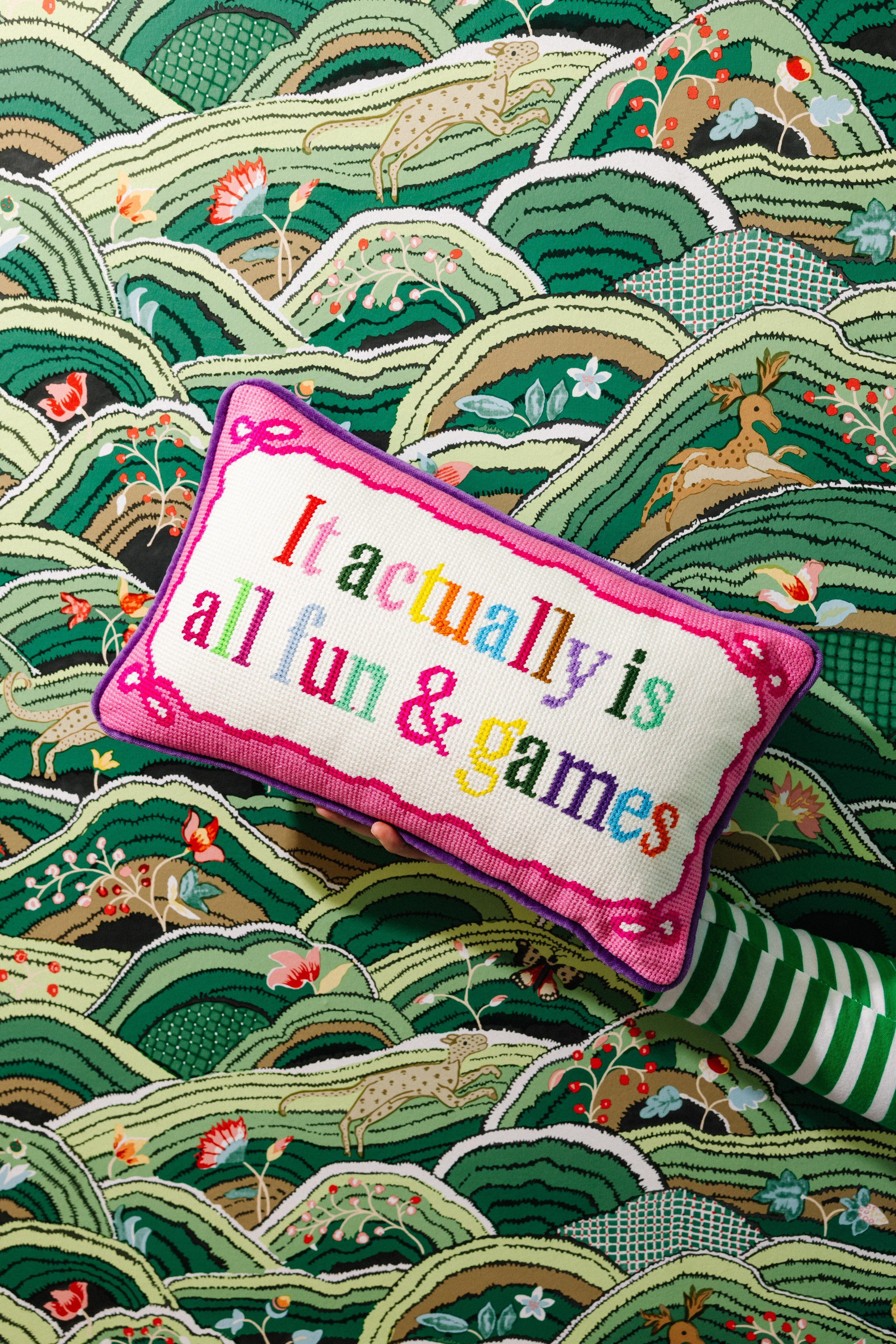 Furbish Studio Shady Beach Needlepoint Pillow - Thumbnail 5