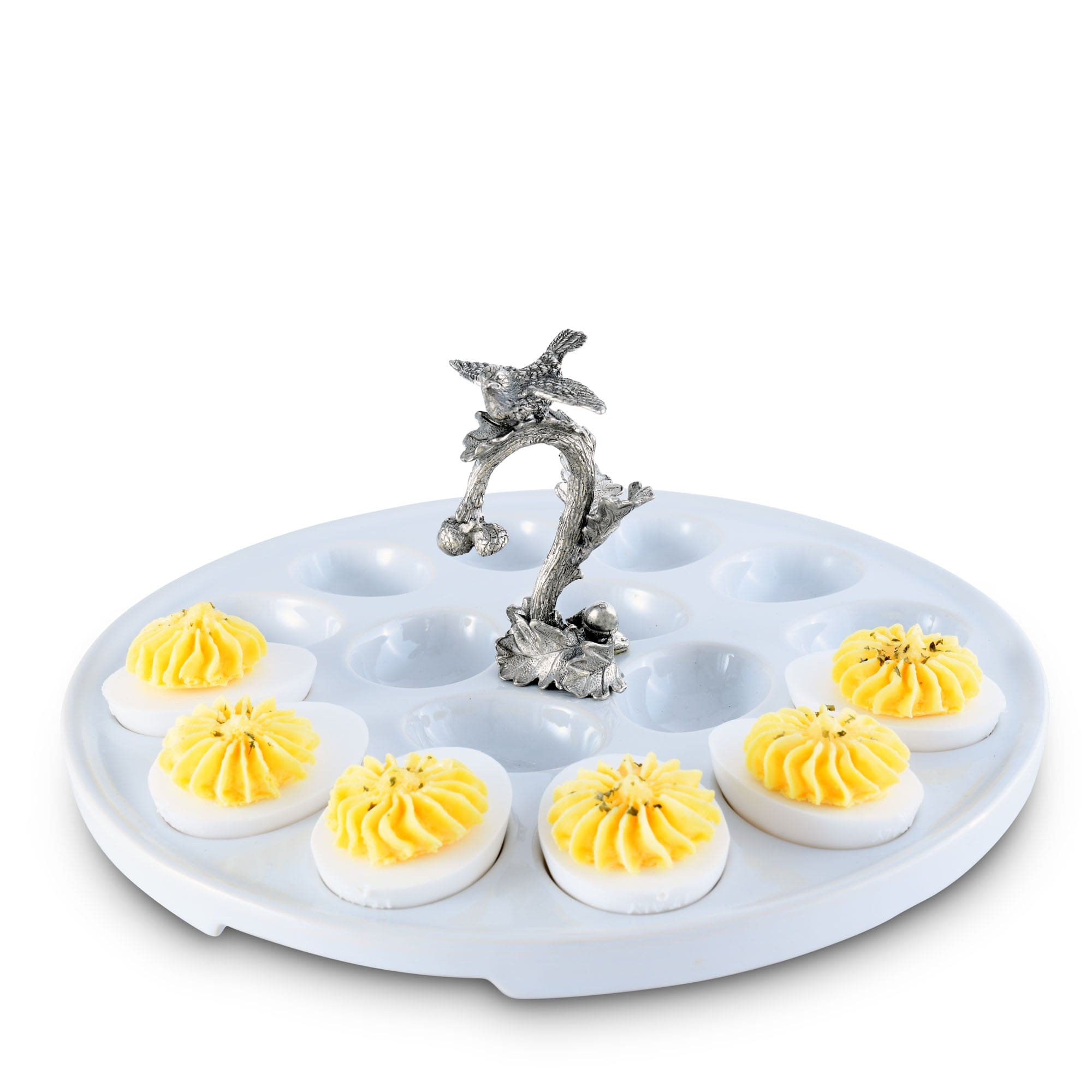 Vagabond House Deviled Egg Tray with Song Bird Handle